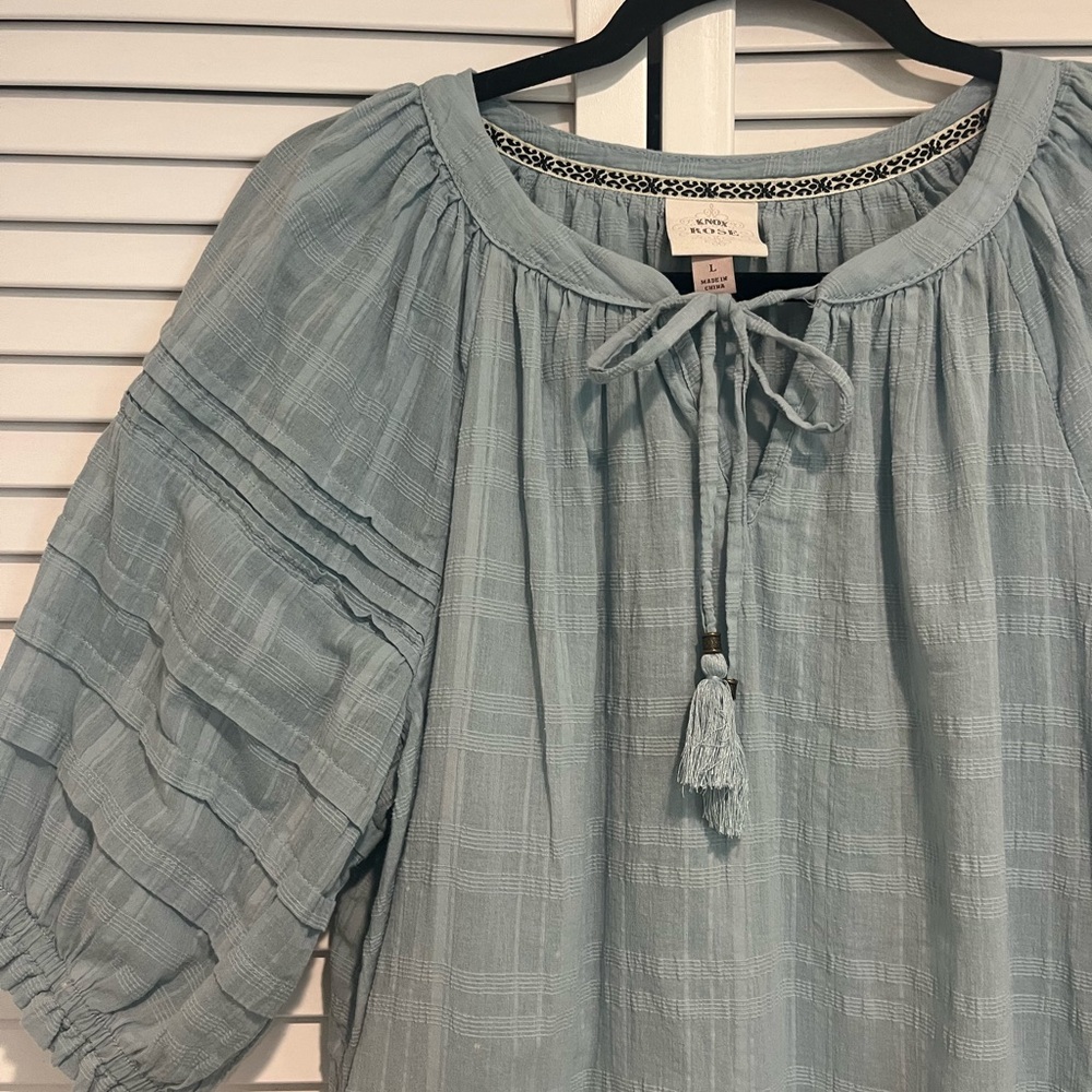 Textured Dusty Blue Blouse